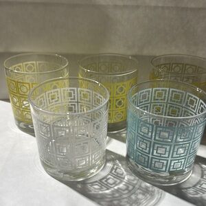 Set of Geometric Patterned Glasses set of 5